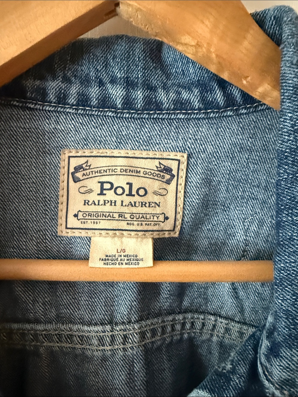 Ralph Lauren Light Blue Denim Jacket with Polo Label - Picture 2 of 6